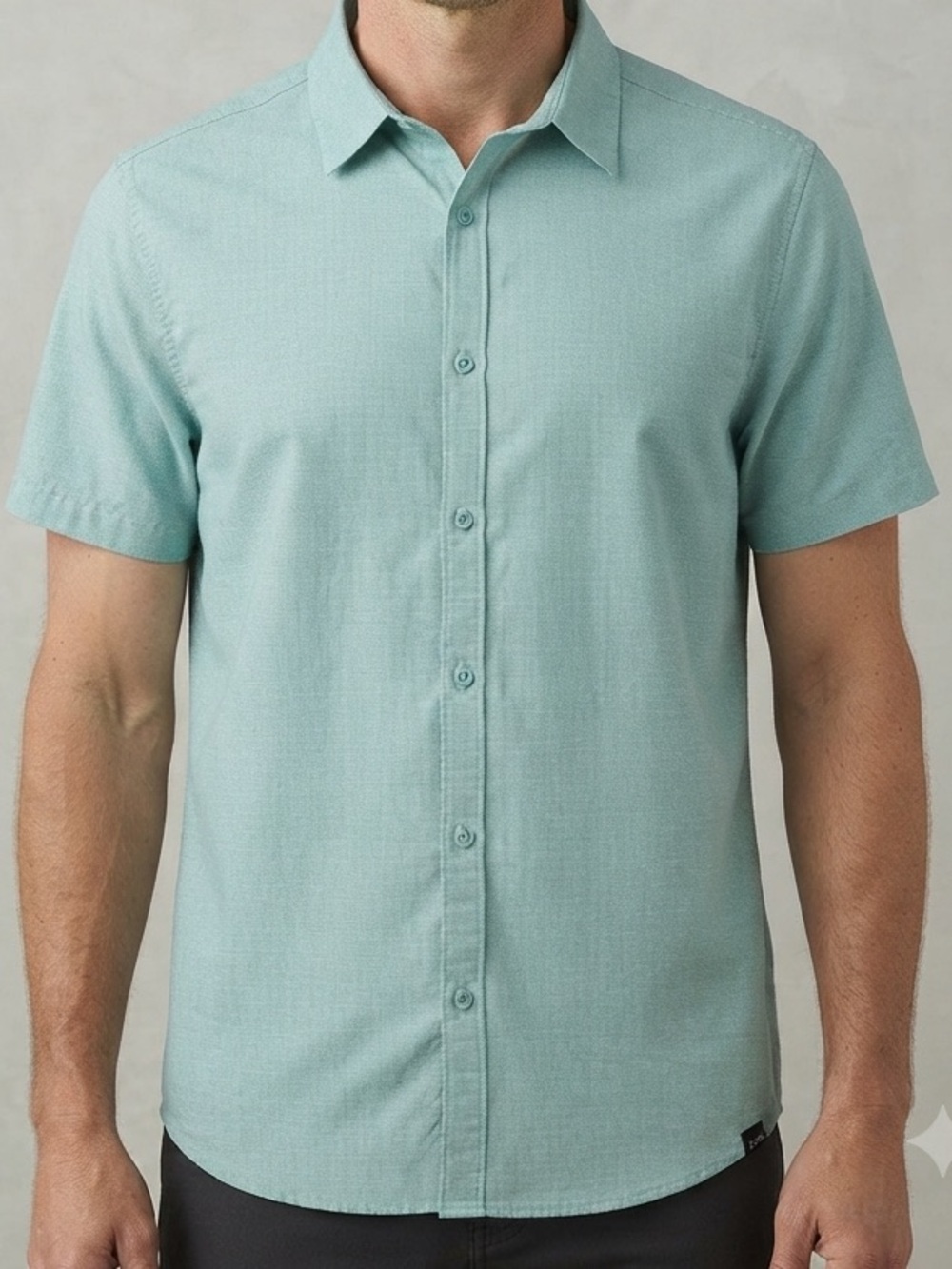 prAna Lindores Hemp Blend Short Sleeve Button Down Shirt Seafoam Green Size M